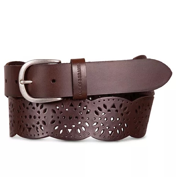 NWT Lucky Brand Perforated Scalloped Edge Leather Belt - Picture 1 of 4